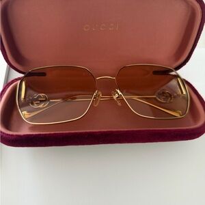 Gucci Gold-Toned Square Sunglasses